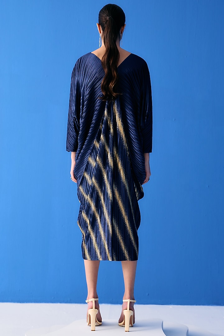 Blue Pleated Polyester Kaftan Summer Dress by Pleats By Aruni at Pernia's Pop Up Shop