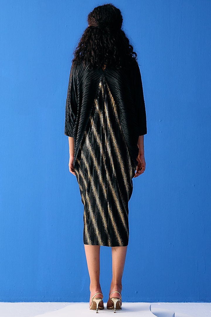 Black Pleated Polyester Kaftan Summer Dress by Pleats By Aruni at Pernia's Pop Up Shop