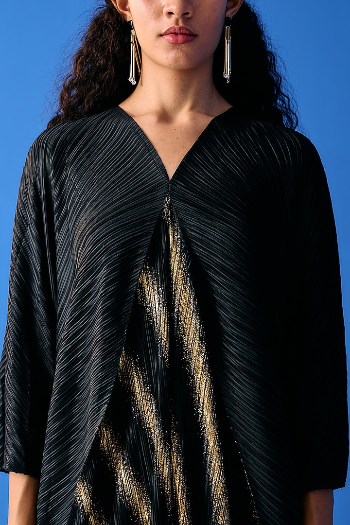 Black Pleated Polyester Kaftan Summer Dress by Pleats By Aruni at Pernia's Pop Up Shop