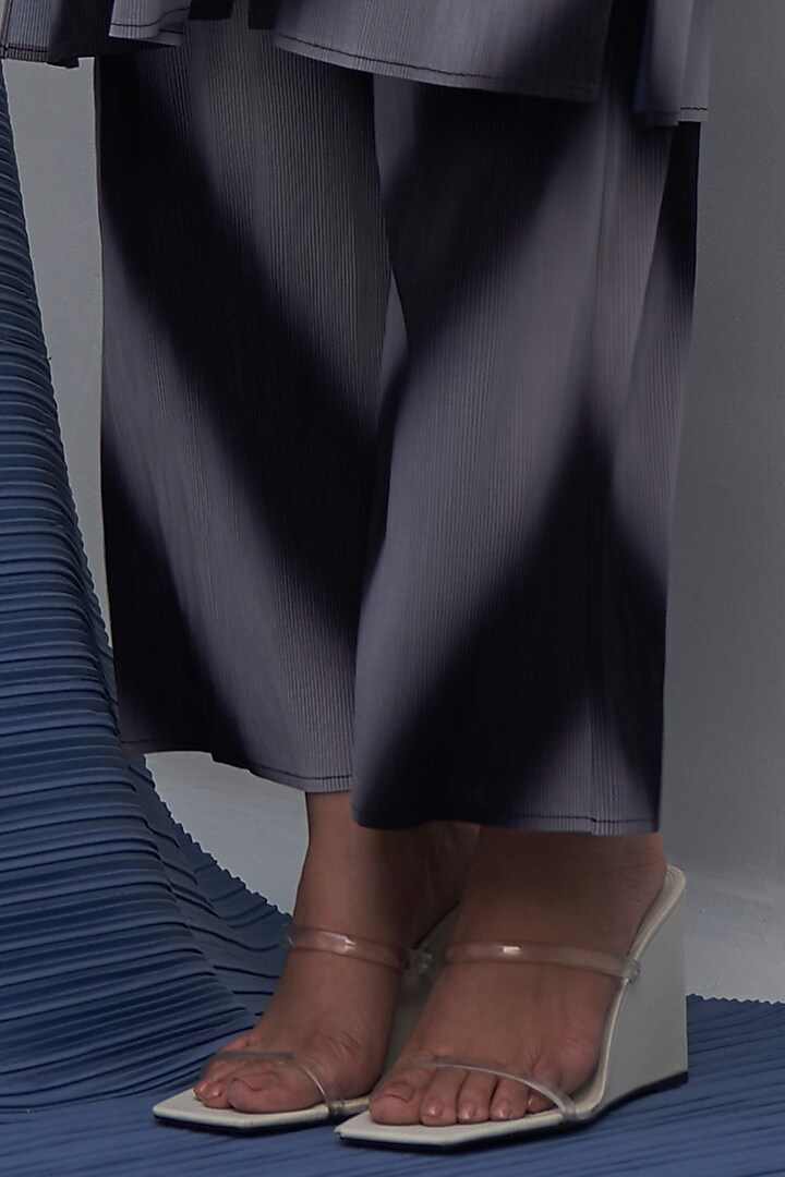 Black & Grey Pleated Polyester Printed Kurta Set by Pleats By Aruni at Pernia's Pop Up Shop