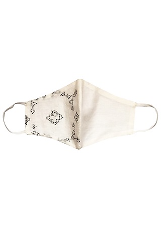 White Layered Mosaic Embroidered Mask by Anurav
