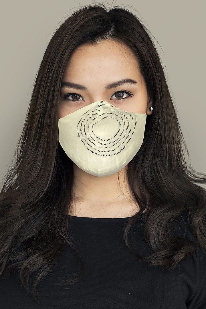 White & Black Embroidered Layered Mask by Anurav at Pernia's Pop Up Shop