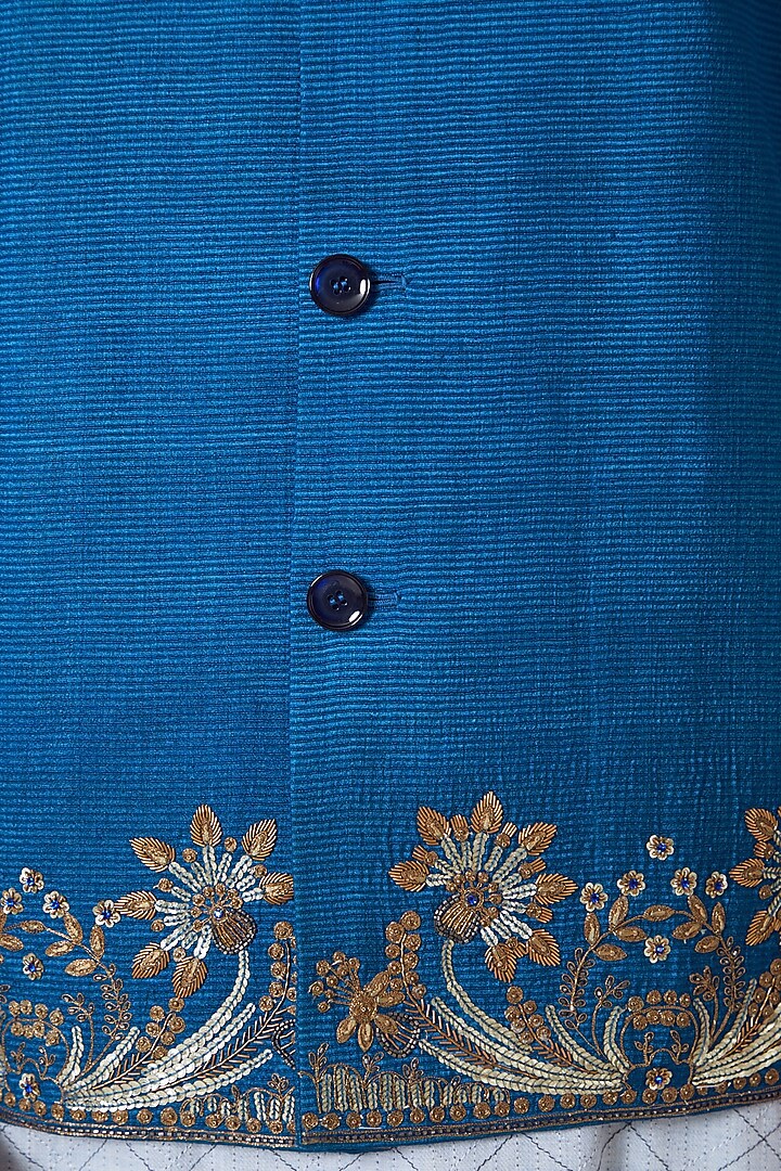Sky Blue Embroidered Waistcoat by Anurav at Pernia's Pop Up Shop