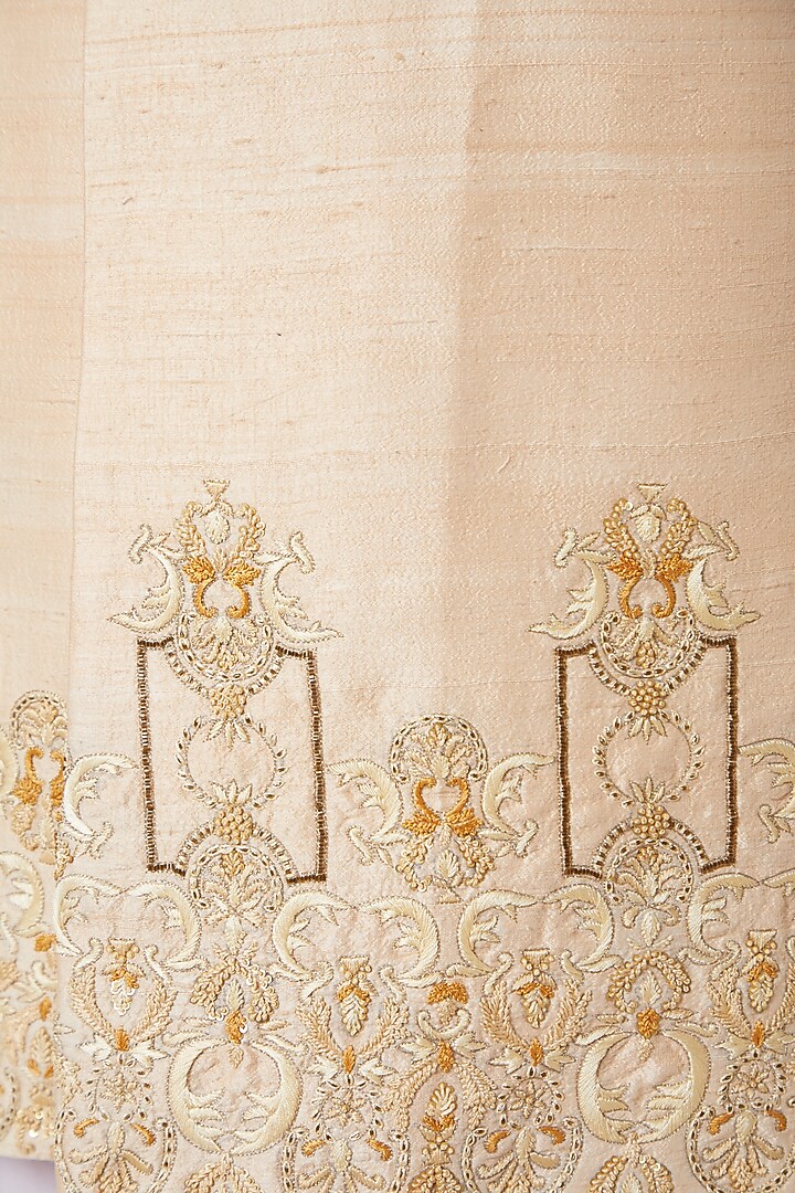 Gold Zardosi Embroidered Wedding Sherwani Set by Anurav at Pernia's Pop Up Shop