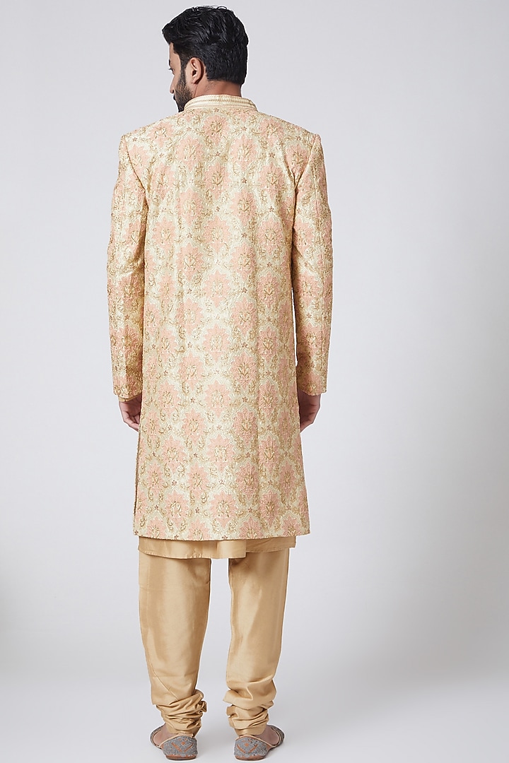 Gold Embroidered Groom Sherwani Set by Anurav at Pernia's Pop Up Shop