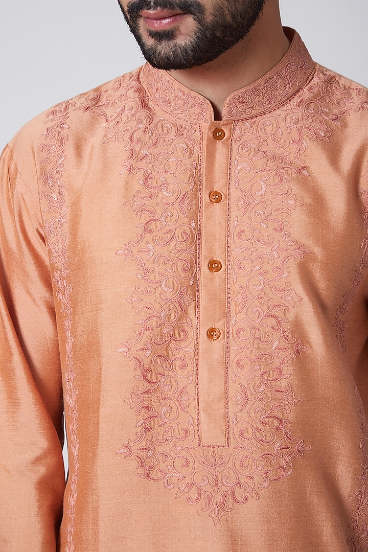 Orange Embroidered Kurta by Anurav at Pernia's Pop Up Shop