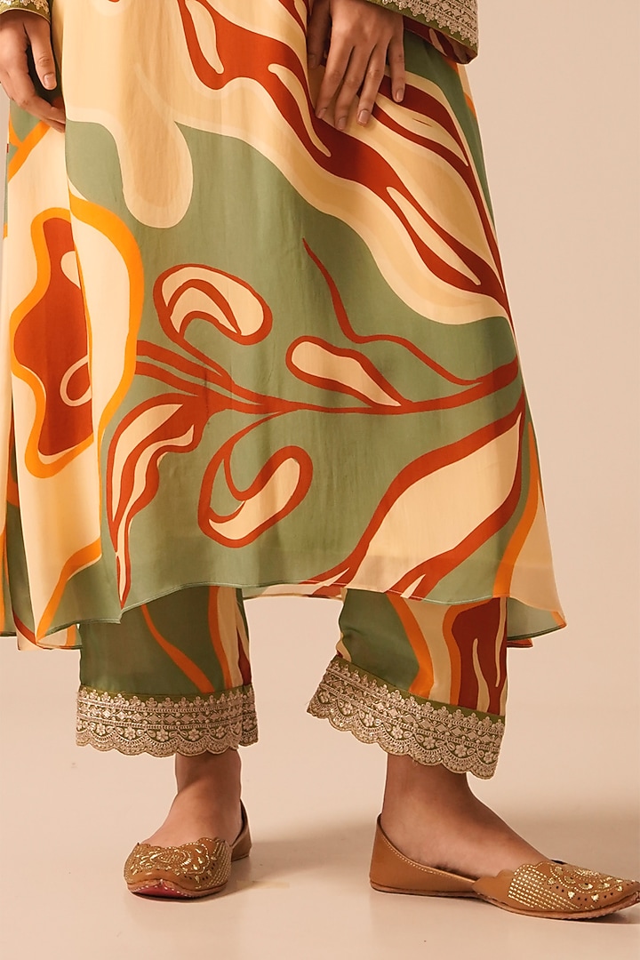 Multi-Colored Cupro Crepe Printed Kurta Set by Aravi at Pernia's Pop Up Shop