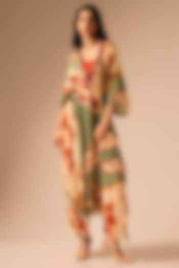 Multi-Colored Crepe Embroidered Kaftan Set by Aravi at Pernia's Pop Up Shop