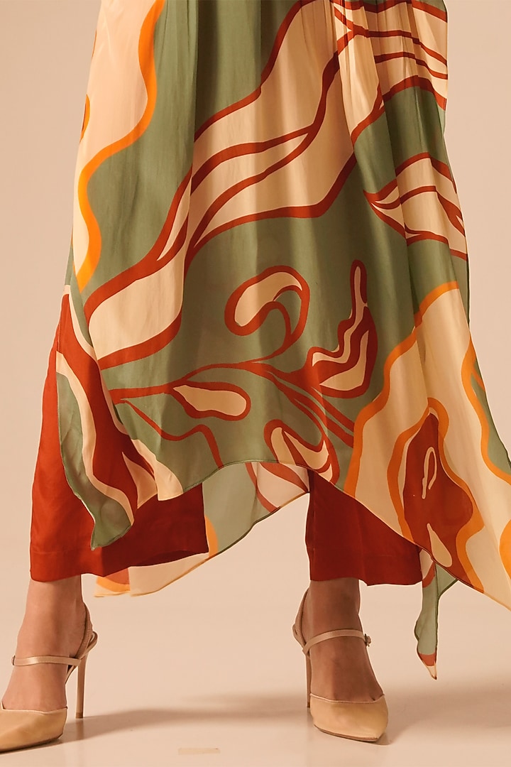 Multi-Colored Crepe Embroidered Kaftan Set by Aravi at Pernia's Pop Up Shop