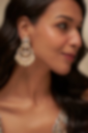 Gold Finish Uncut Zircon & Pearl Chandbali Earrings by Aryah Jewels at Pernia's Pop Up Shop
