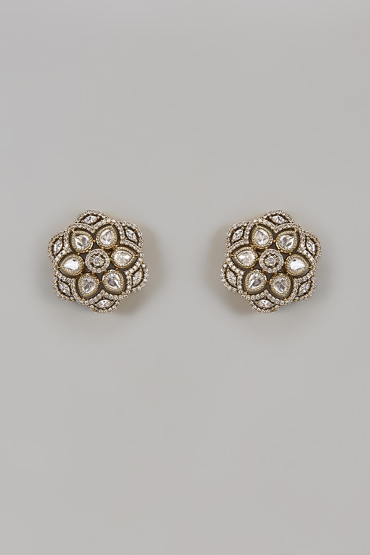 Victorian Finish Uncut Zircon Stud Earrings by Aryah Jewels at Pernia's Pop Up Shop