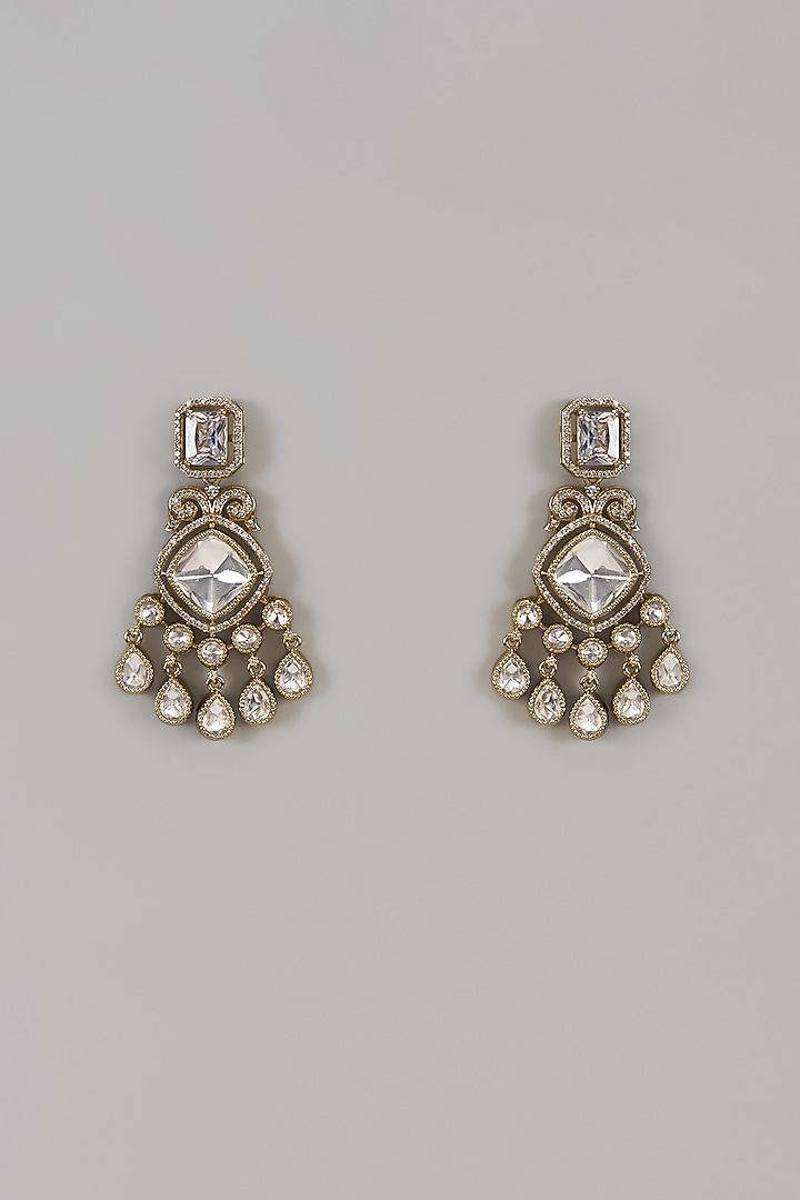 Victorian Finish Uncut Zircon Dangler Earrings by Aryah Jewels at Pernia's Pop Up Shop