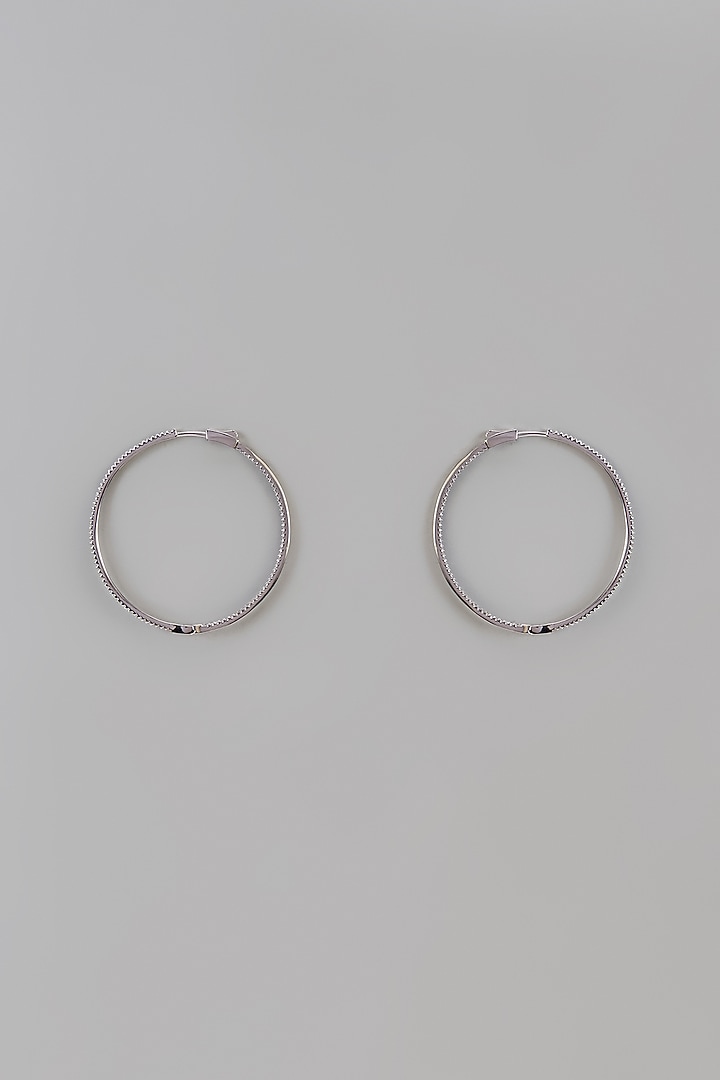 White Finish Uncut Zircon Hoop Earrings by Aryah Jewels at Pernia's Pop Up Shop