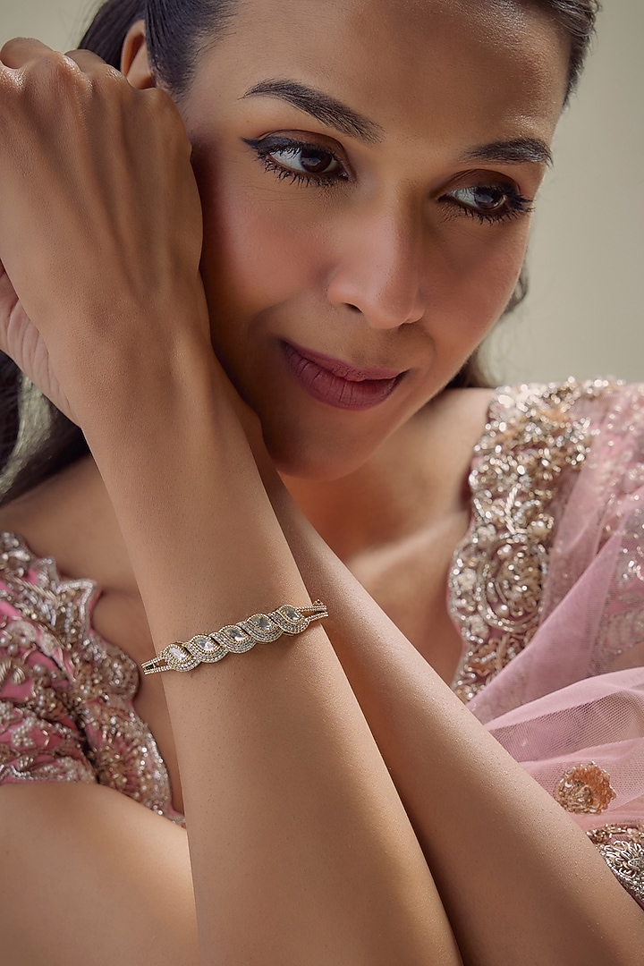 Victorian Finish Kundan Polki & Uncut Zircon Bracelet by Aryah Jewels at Pernia's Pop Up Shop