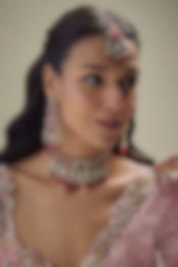 Victorian Finish Ruby Stone & Uncut Zircon Choker Necklace Set by Aryah Jewels at Pernia's Pop Up Shop