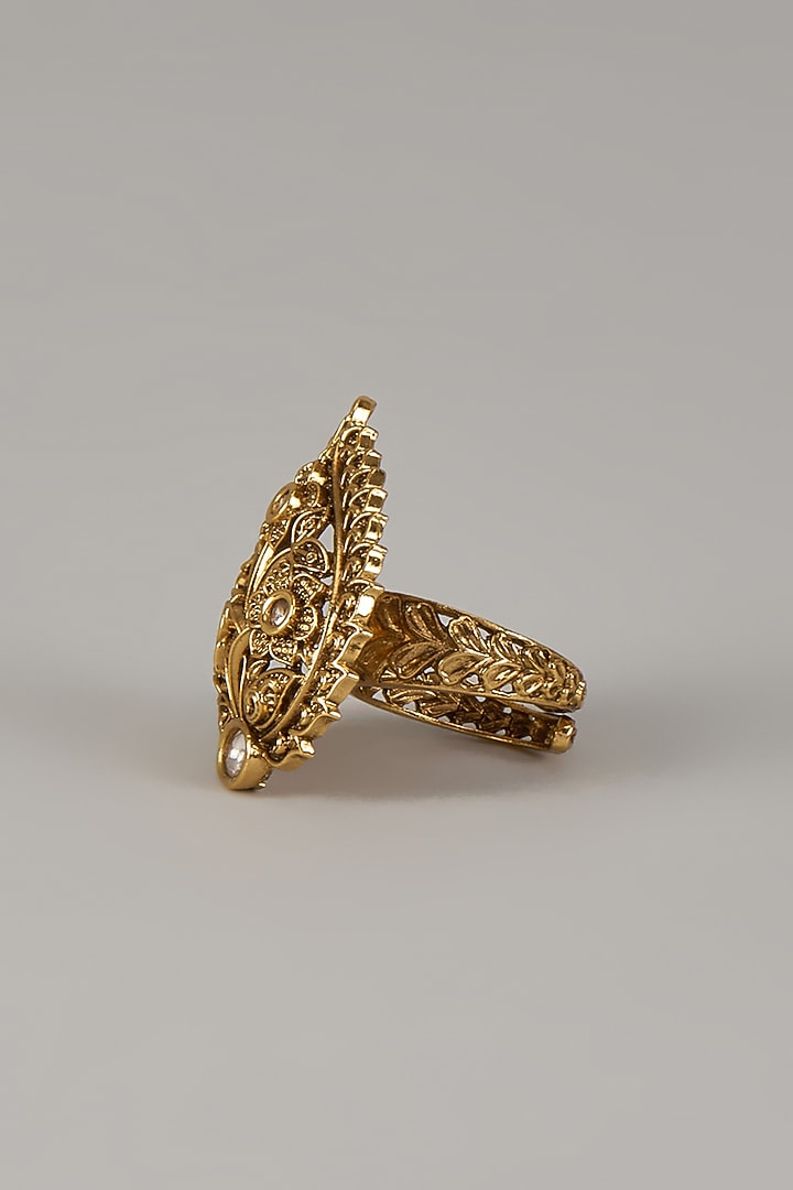 Victorian Finish Uncut Zircon Adjustable Ring by Aryah Jewels at Pernia's Pop Up Shop