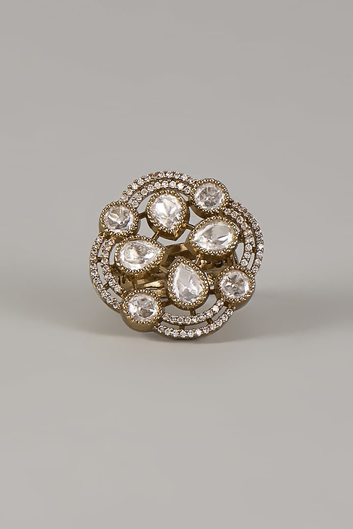 Victorian Finish Uncut Zircon Adjustable Ring by Aryah Jewels at Pernia's Pop Up Shop