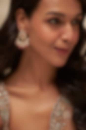 Gold Finish Uncut Zircon & Ruby Stone Chandbali Earrings by Aryah Jewels at Pernia's Pop Up Shop