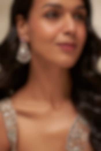 Black Rhodium Finish Uncut Zircon & Pink Stone Dangler Earrings by Aryah Jewels at Pernia's Pop Up Shop