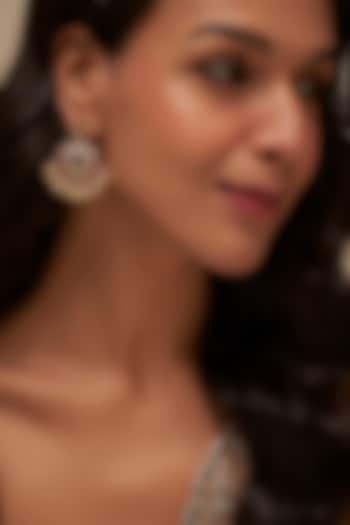 Gold Finish Pink & Green Stone Chandbali Earrings by Aryah Jewels at Pernia's Pop Up Shop