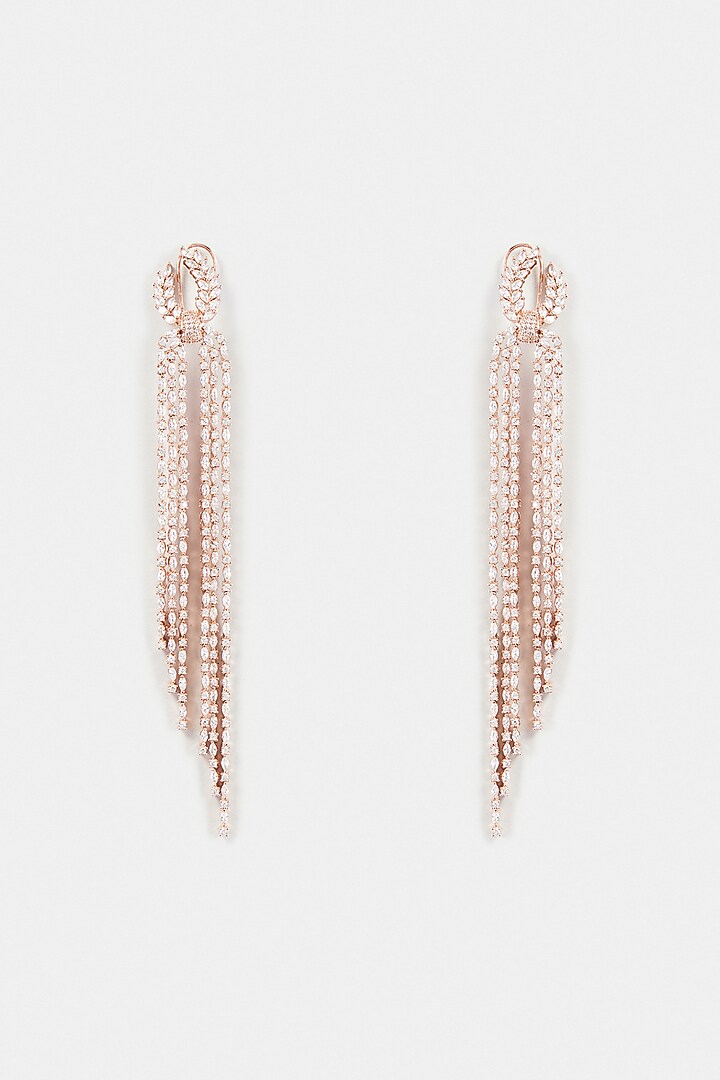 Rose Gold Finish Diamond Dangler Earrings by Aryah Jewels at Pernia's Pop Up Shop