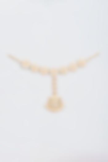 Gold Finish White Kundan Polki Mathapatti by Aryah Jewels at Pernia's Pop Up Shop