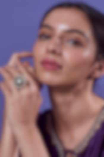 Gold Finish Emerald Synthetic Stone Ring by Aryah Jewels at Pernia's Pop Up Shop