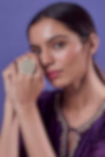 Gold Finish Emerald Synthetic Stone Ring by Aryah Jewels at Pernia's Pop Up Shop