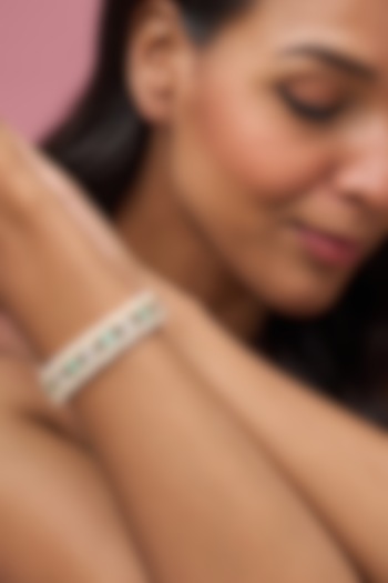 Gold Finish Aqua Blue Stone Beaded Bracelet by Aryah Jewels at Pernia's Pop Up Shop