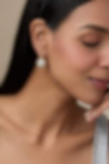 Gold Finish Diamond & Pearl Dangler Earrings by Aryah Jewels