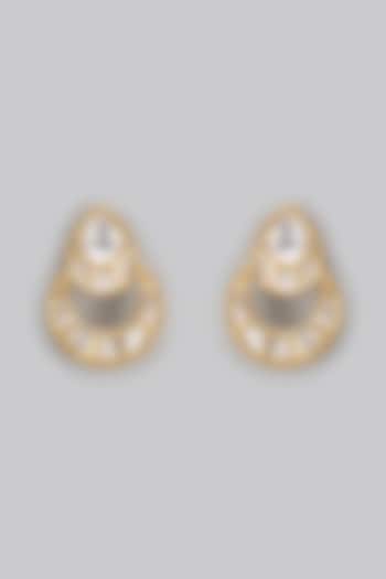 Gold Finish Kundan Polki Dangler Earrings by Aryah Jewels