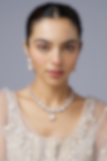 Gold Finish Uncut Stone Long Necklace Set by Aryah Jewels at Pernia's Pop Up Shop