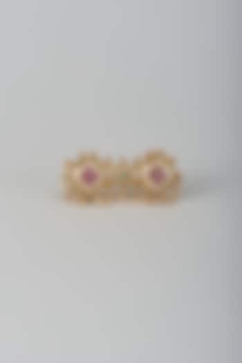 Gold Finish Kundan Polki & Multi-Colored Stone Adjustable Ring by Aryah Jewels at Pernia's Pop Up Shop