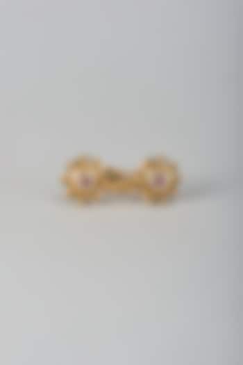 Gold Finish Kundan Polki & Multi-Colored Stone Adjustable Ring by Aryah Jewels at Pernia's Pop Up Shop