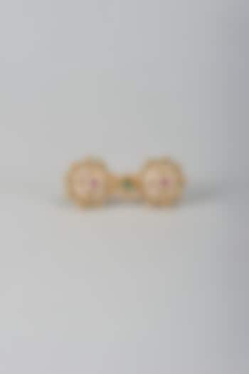 Gold Finish Kundan Polki & Multi-Colored Stone Adjustable Ring by Aryah Jewels at Pernia's Pop Up Shop