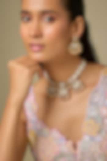 Gold Finish Kundan Polki & Green Stone Temple Choker Necklace Set by Aryah Jewels at Pernia's Pop Up Shop