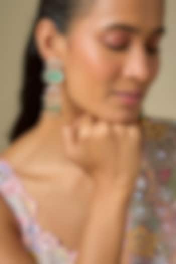 Gold Finish Kundan Polki & Emerald Stone Dangler Earrings by Aryah Jewels at Pernia's Pop Up Shop