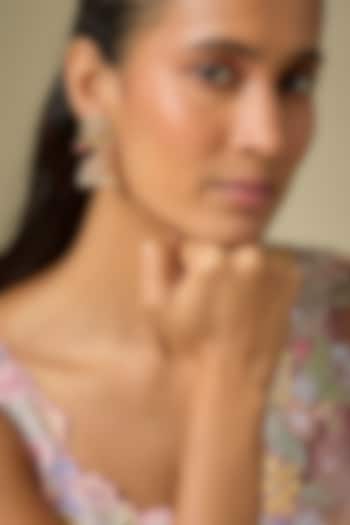 Gold Finish Uncut Zircon & Pearl Jhumka Earrings by Aryah Jewels at Pernia's Pop Up Shop