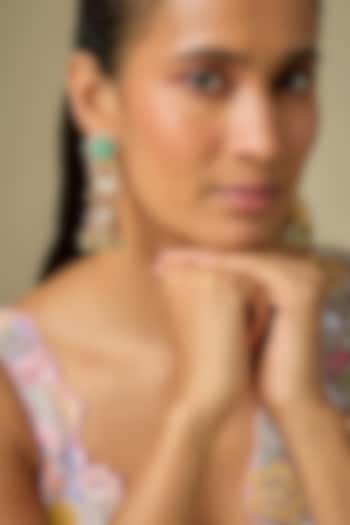 Gold Finish Kundan Polki & Emerald Stone Jhumka Earrings by Aryah Jewels at Pernia's Pop Up Shop