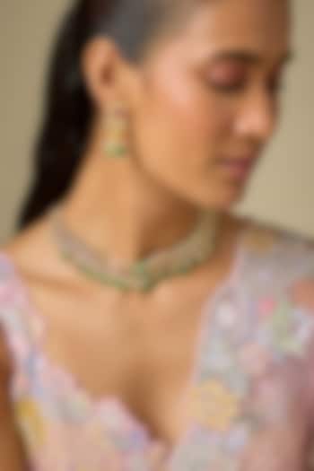 Gold Finish Kundan Polki & Ruby Stone Choker Necklace Set by Aryah Jewels at Pernia's Pop Up Shop