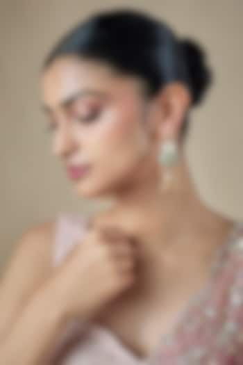 Gold Finish Pearl & Beaded Dangler Earrings by Aryah Jewels at Pernia's Pop Up Shop