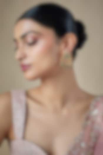 Antique Gold Finish Emerald & Ruby Stone Temple Stud Earrings by Aryah Jewels at Pernia's Pop Up Shop