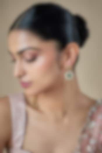 Antique Gold Finish Kundan Polki & Green Stone Dangler Earrings by Aryah Jewels at Pernia's Pop Up Shop