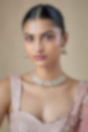 Antique Gold Finish Kundan Polki & Pearl Temple Choker Necklace Set by Aryah Jewels at Pernia's Pop Up Shop