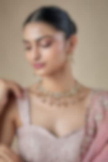 Antique Gold Finish Pachi Kundan Polki & Ruby Stone Temple Choker Necklace Set by Aryah Jewels at Pernia's Pop Up Shop