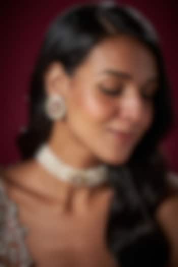 Micro Gold Finish Maroon Stone & Pearl Choker Necklace Set by Aryah Jewels at Pernia's Pop Up Shop