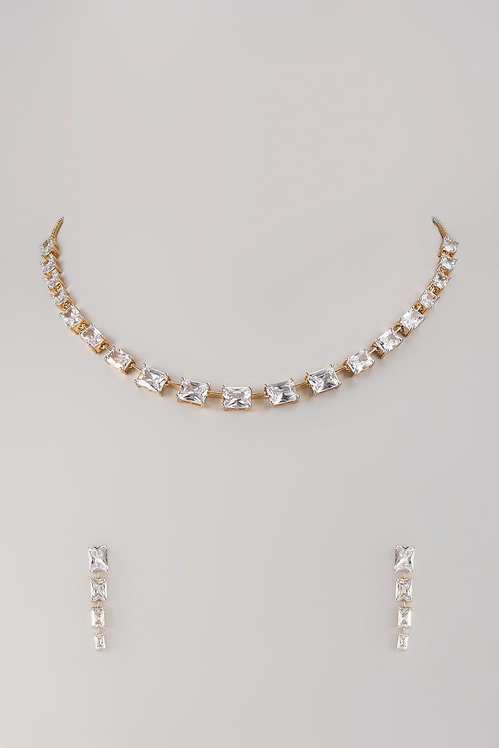 Two-Tone Finish Zircon Choker Necklace Set by Aryah Jewels at Pernia's Pop Up Shop