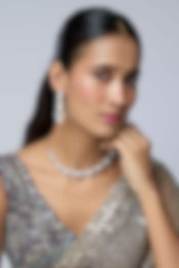 Two-Tone Finish Zircon & Pearl Choker Necklace Set by Aryah Jewels at Pernia's Pop Up Shop