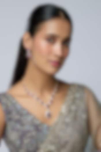 Two-Tone Finish Zircon & Ruby Stone Necklace Set by Aryah Jewels at Pernia's Pop Up Shop