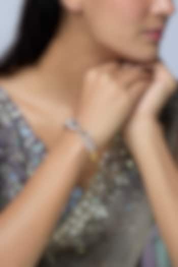 White Finish Zircon & Sapphire Stone Kada by Aryah Jewels at Pernia's Pop Up Shop